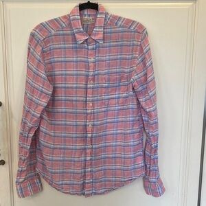 Faherty Pink and Blue Plaid Casual Shirt